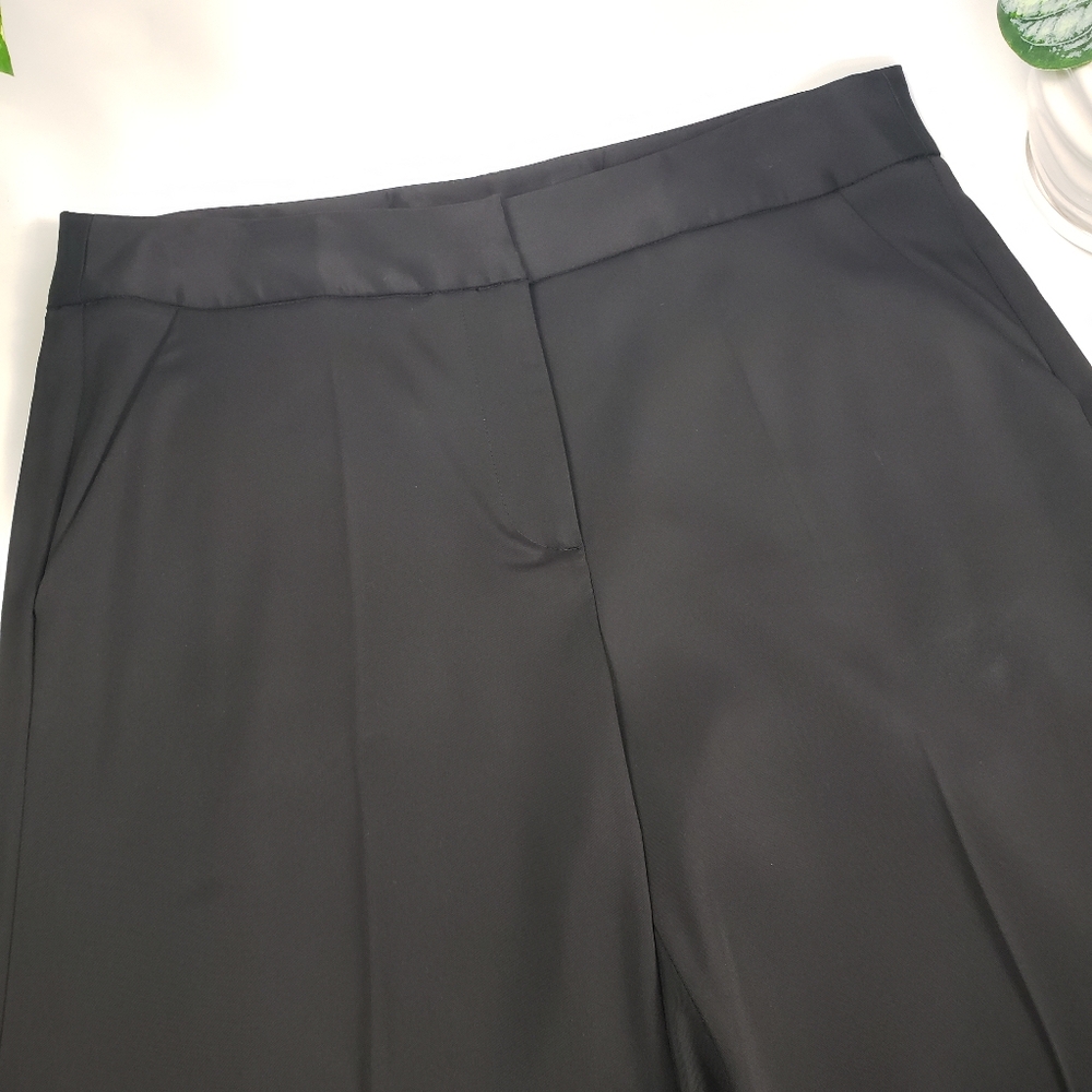 Oscar de la Renta Black Satin Straight Leg Formal Pockets Evening Normcore sz 12
